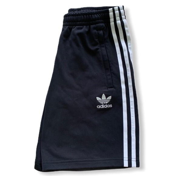 Adidas Superstar Elastic Drawstring Shorts 11-12Y Black White Zipper Pockets - Picture 6 of 6